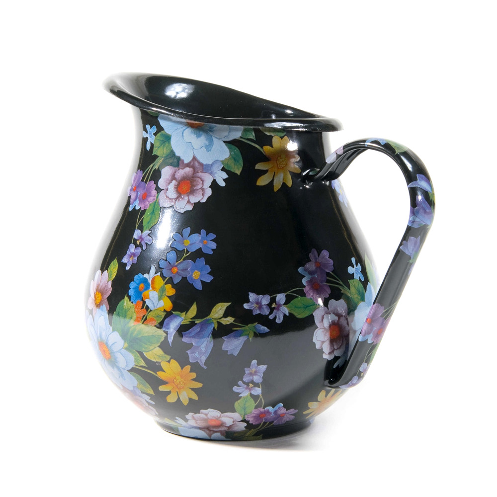 NEW Mackenzie-Childs Black Flower Market Pitcher